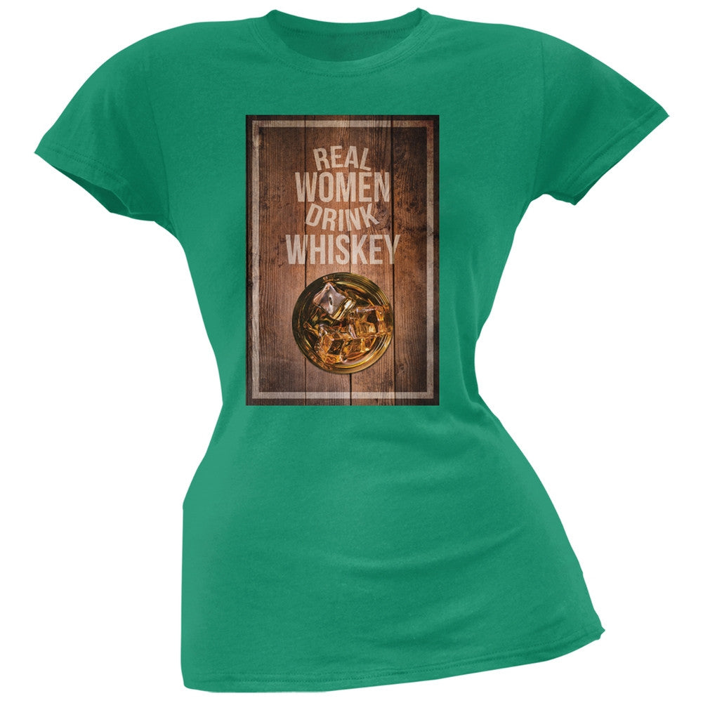 St. Patricks Day - Real Women Drink Whiskey Kelly Green Soft Juniors T-Shirt Juniors T-Shirts Old Glory 2XL Green 