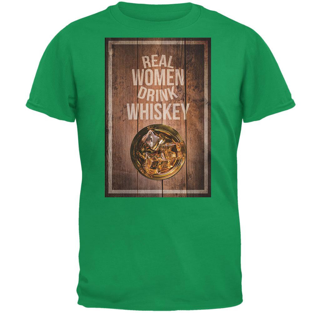 St. Patricks Day - Real Women Drink Whiskey Irish Green Adult T-Shirt Men's T-Shirts Old Glory 2XL Green 