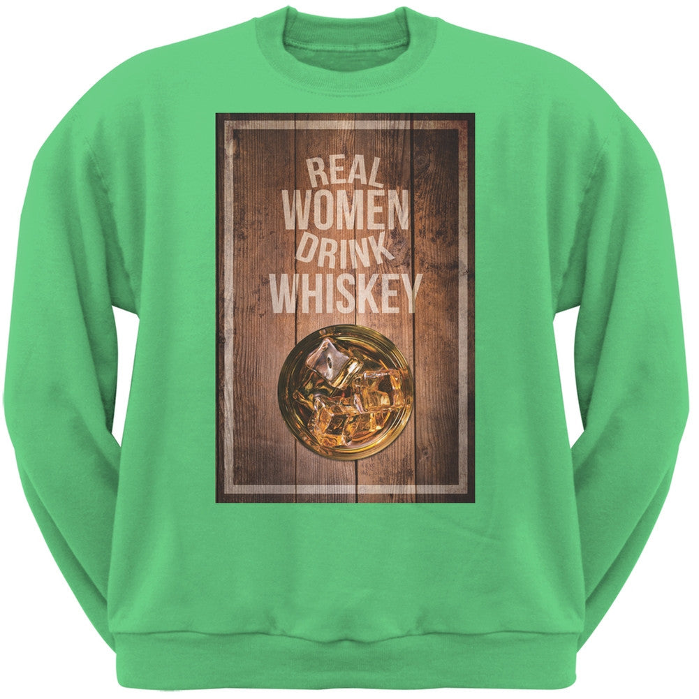 St. Patricks Day - Real Women Drink Whiskey Irish Green Adult Sweatshirt Men's Sweatshirts Old Glory 2XL Green 