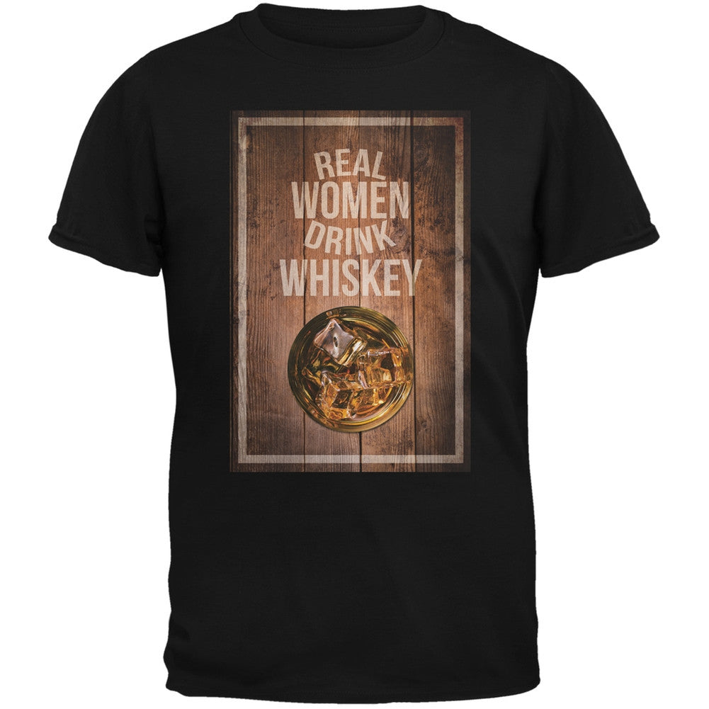 St. Patricks Day - Real Women Drink Whiskey Black Adult T-Shirt Men's T-Shirts Old Glory 2XL Black 