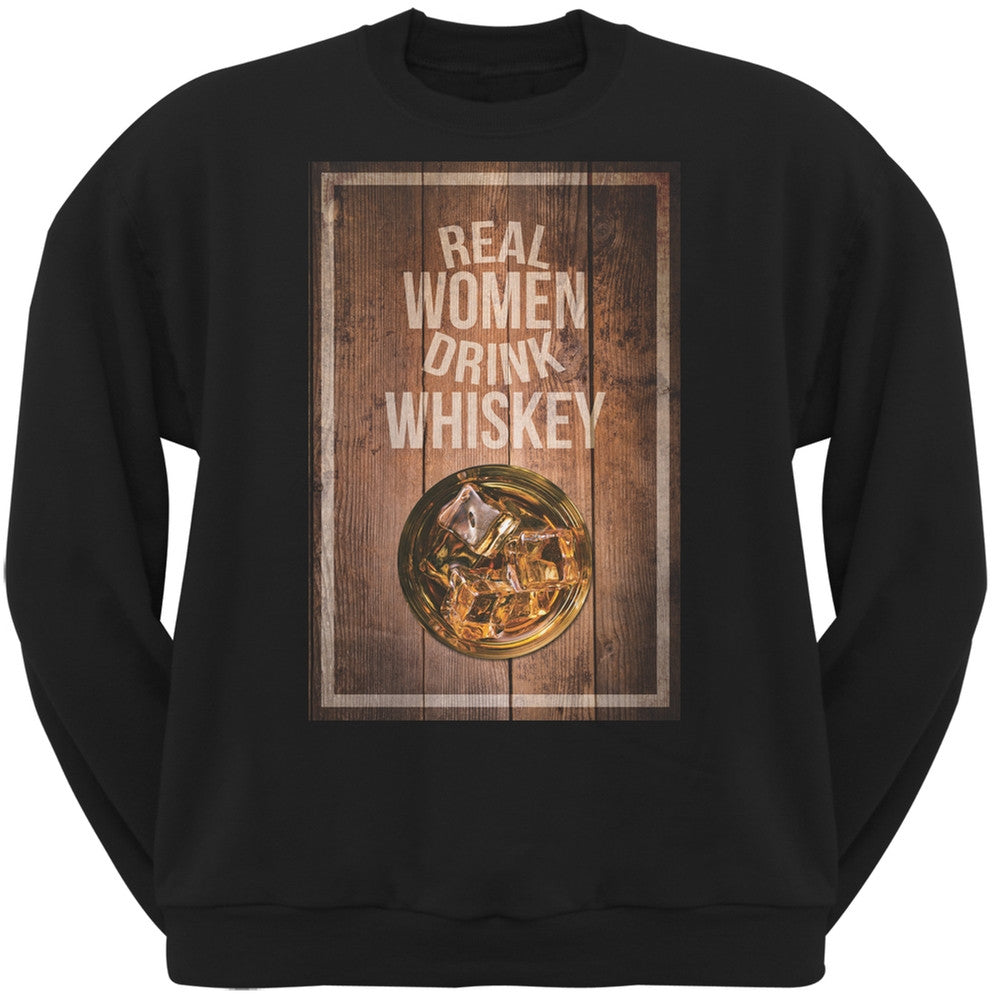 St. Patricks Day - Real Women Drink Whiskey Black Adult Sweatshirt Men's Sweatshirts Old Glory 2XL Black 