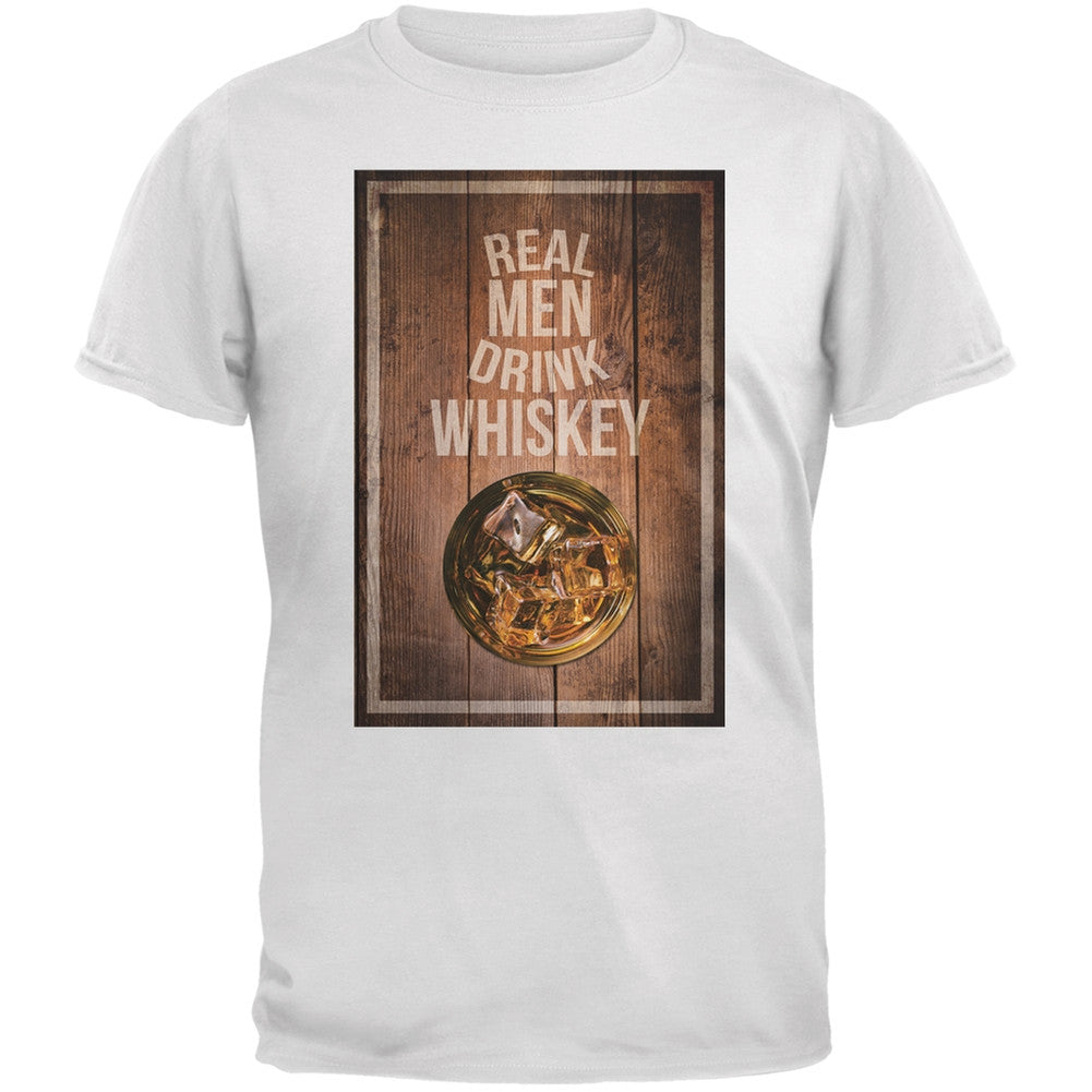 St. Patricks Day - Real Men Drink Whiskey White Adult T-Shirt Men's T-Shirts Old Glory 2XL White 