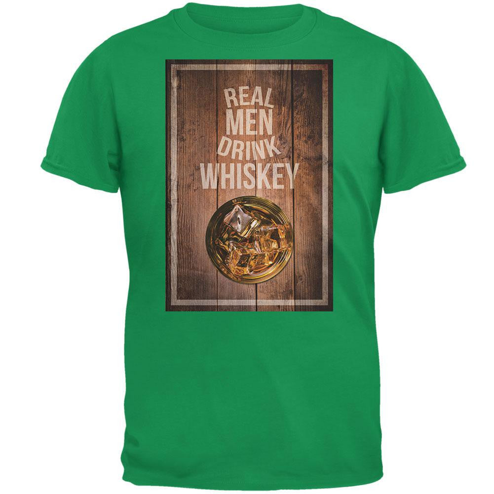 St. Patricks Day - Real Men Drink Whiskey Irish Green Adult T-Shirt Men's T-Shirts Old Glory 2XL Green 