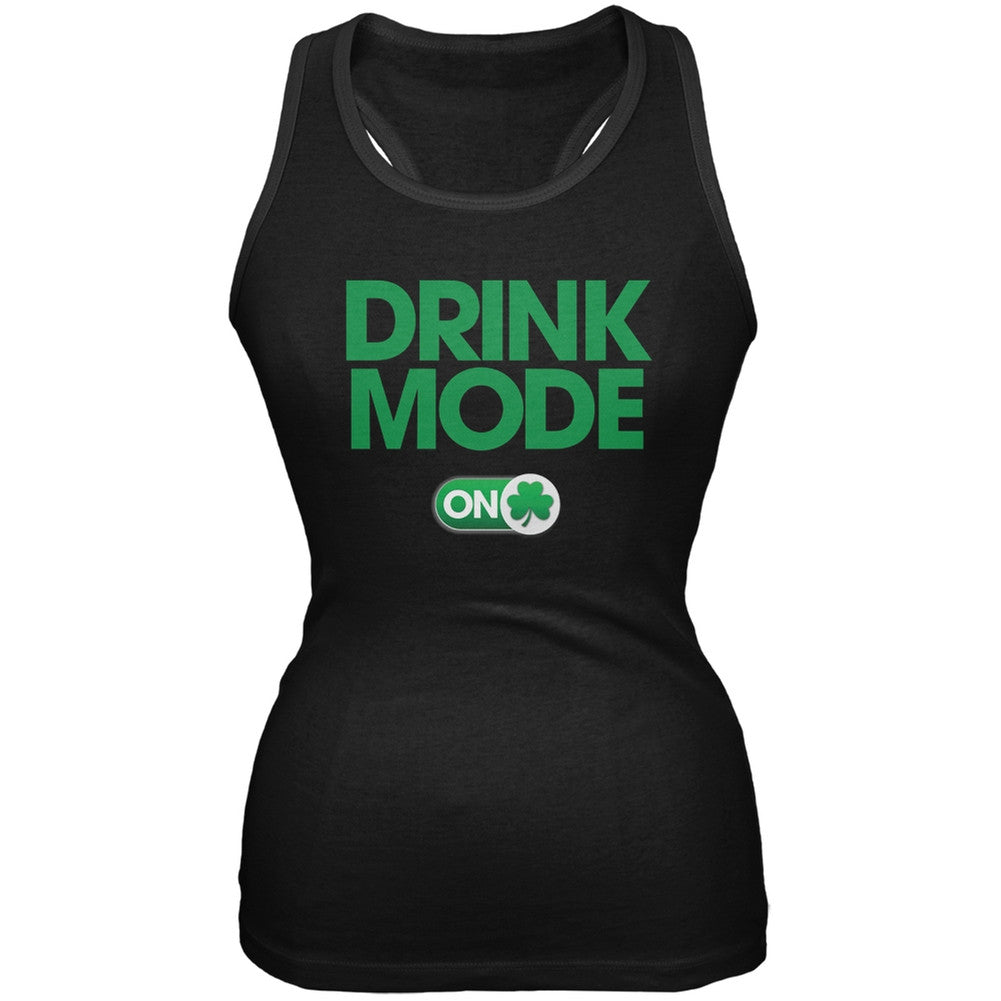 St. Patrick's Day - Drink Mode On Black Soft Juniors Tank Top Juniors Tank Tops Old Glory 2XL Black 