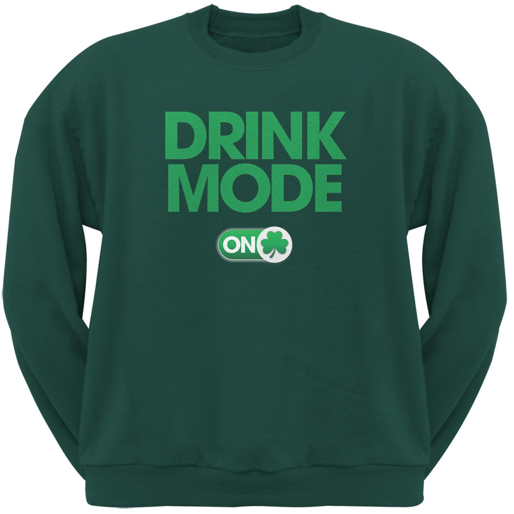 St. Patrick's Day - Drink Mode On Forest Green Adult Sweatshirt Men's Sweatshirts Old Glory 2XL Green 