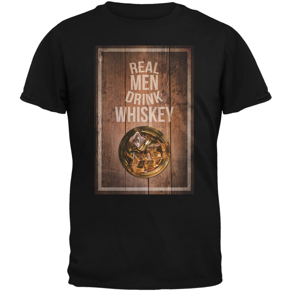St. Patricks Day - Real Men Drink Whiskey Black Adult T-Shirt Men's T-Shirts Old Glory 2XL Black 