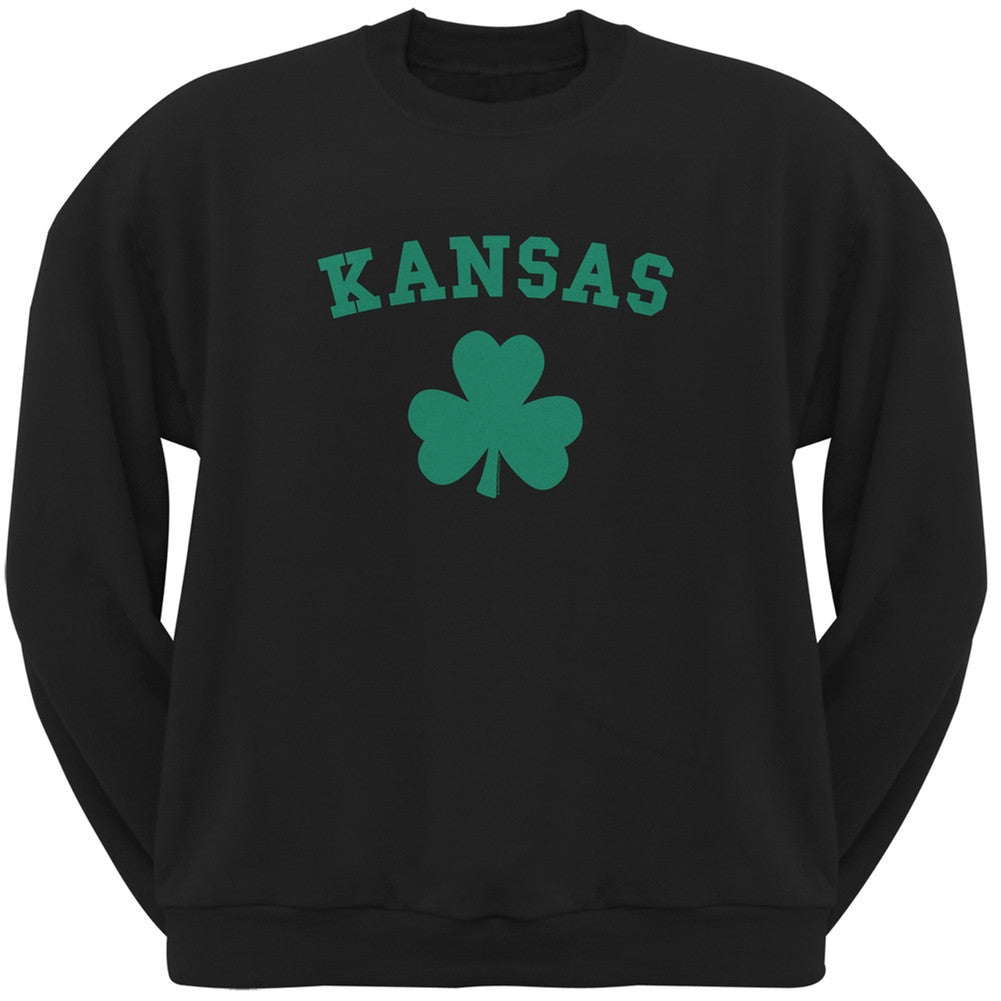 St. Patrick's Day - Kansas Shamrock Black Adult Sweatshirt Men's Sweatshirts Old Glory 2XL Black 