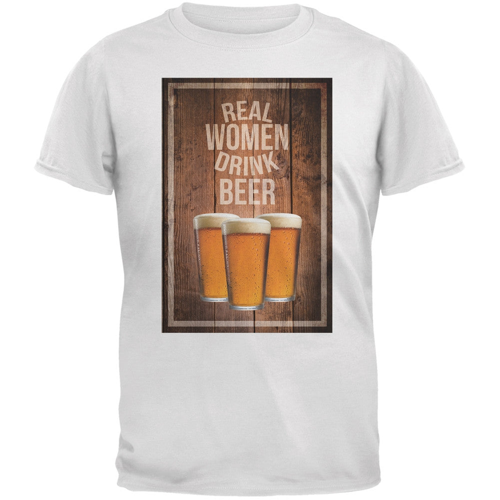 St. Patricks Day - Real Women Drink Beer White Adult T-Shirt Men's T-Shirts Old Glory 2XL White 