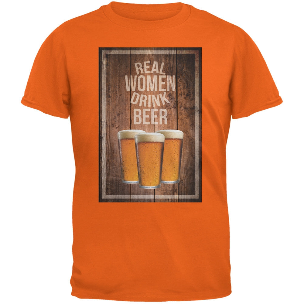 St. Patricks Day - Real Women Drink Beer Orange Adult T-Shirt Men's T-Shirts Old Glory 2XL Orange 