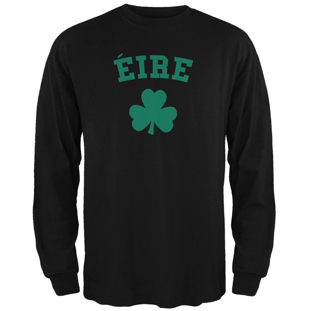 St. Patrick's Day - Eire Shamrock Black Adult Long Sleeve T-Shirt Men's Long Sleeves Old Glory 2XL Black 