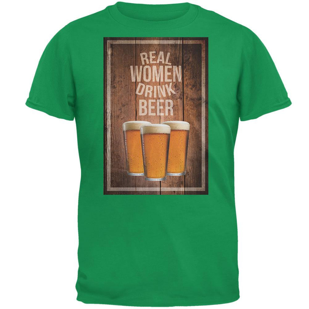 St. Patricks Day - Real Women Drink Beer Irish Green Adult T-Shirt Men's T-Shirts Old Glory 2XL Green 