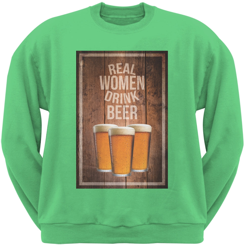 St. Patricks Day - Real Women Drink Beer Irish Green Adult Sweatshirt Men's Sweatshirts Old Glory 2XL Green 