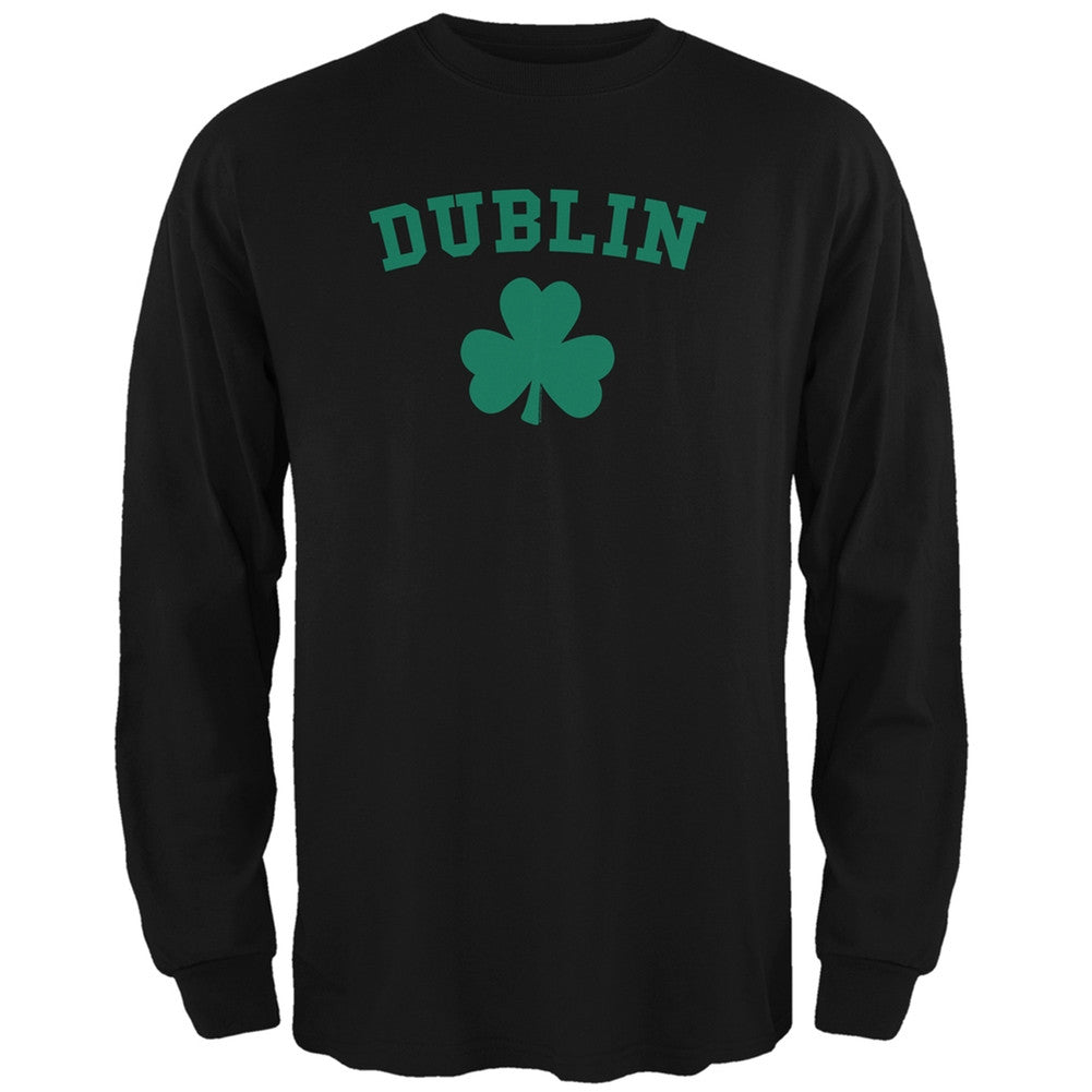 St. Patrick's Day - Dublin Shamrock Black Adult Long Sleeve T-Shirt Men's Long Sleeves Old Glory 2XL Black 