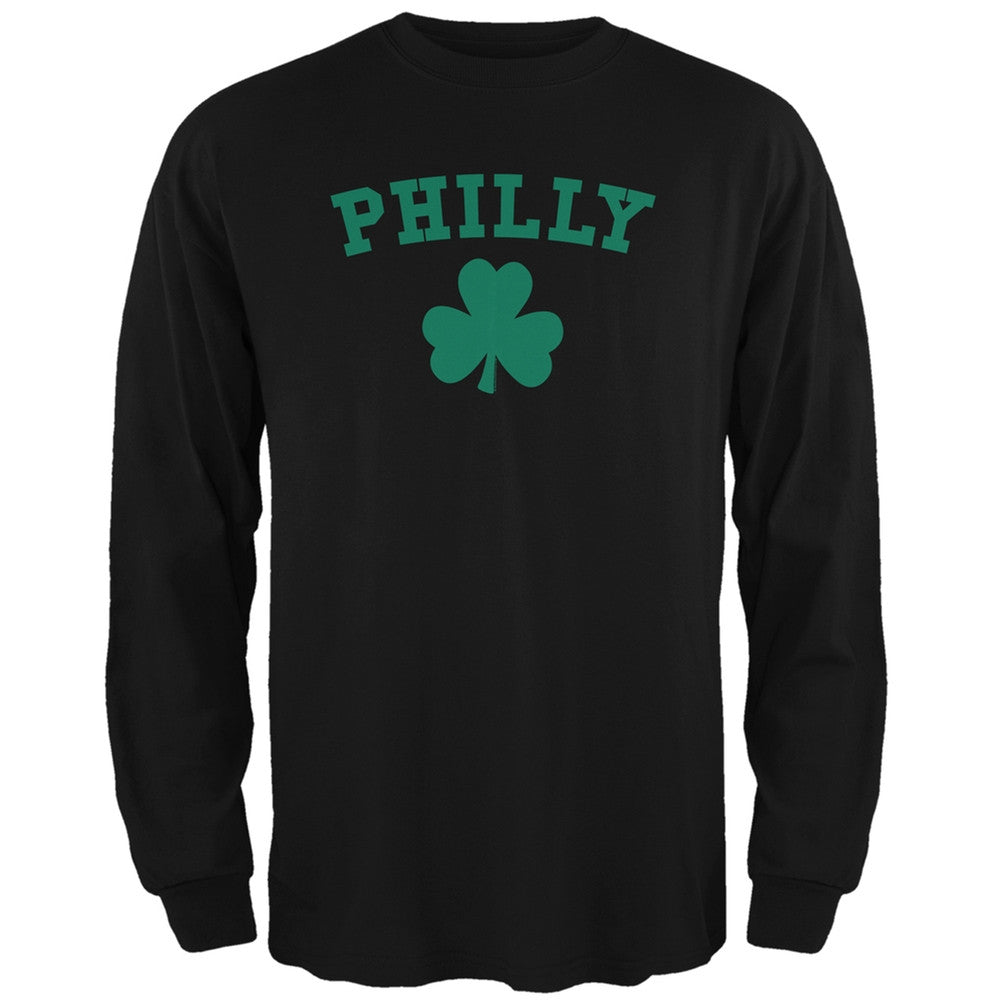 St. Patrick's Day - Philly Shamrock Black Adult Long Sleeve T-Shirt Men's Long Sleeves Old Glory 2XL Black 