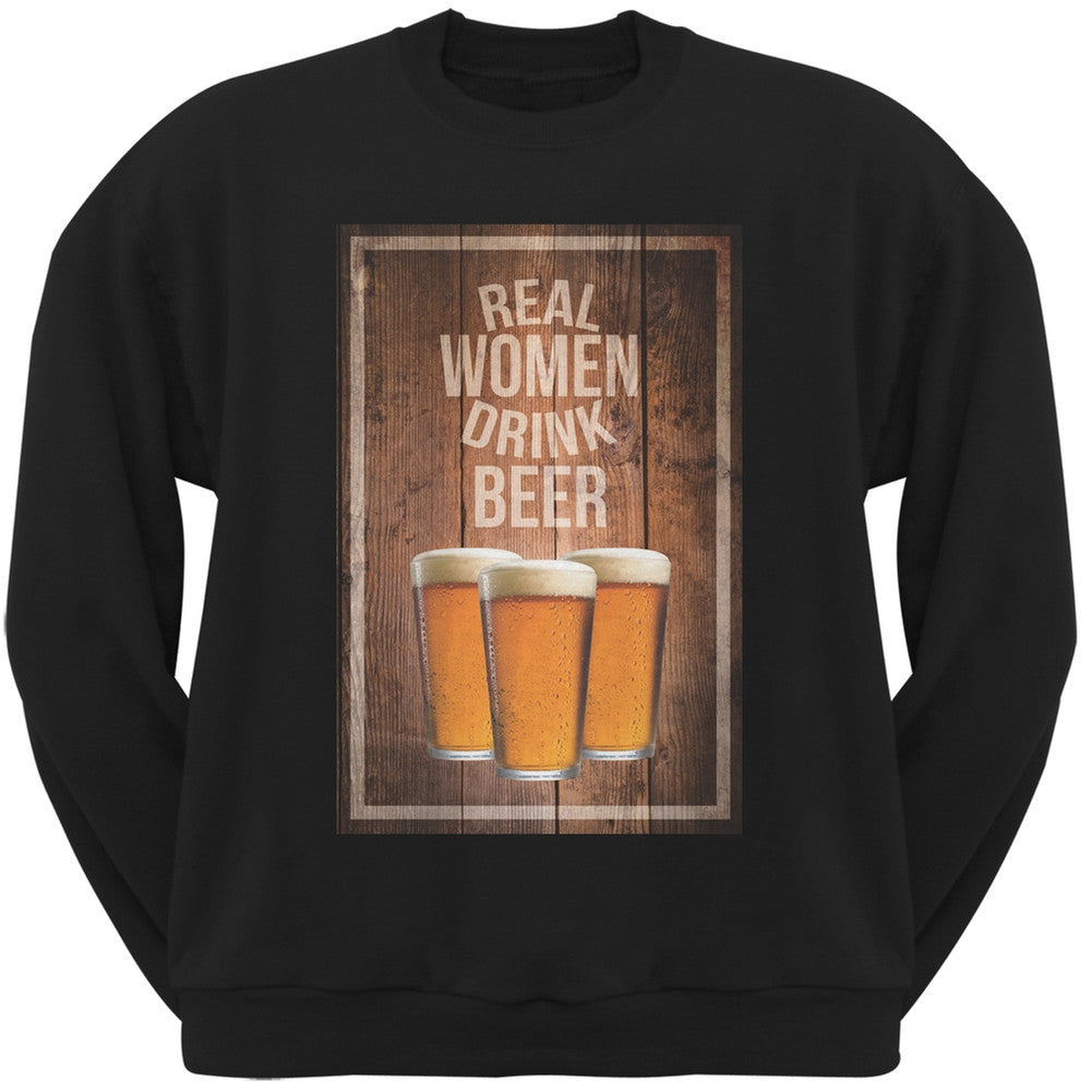 St. Paricks Day - Real Women Drink Beer Black Adult Sweatshirt Men's Sweatshirts Old Glory 2XL Black 