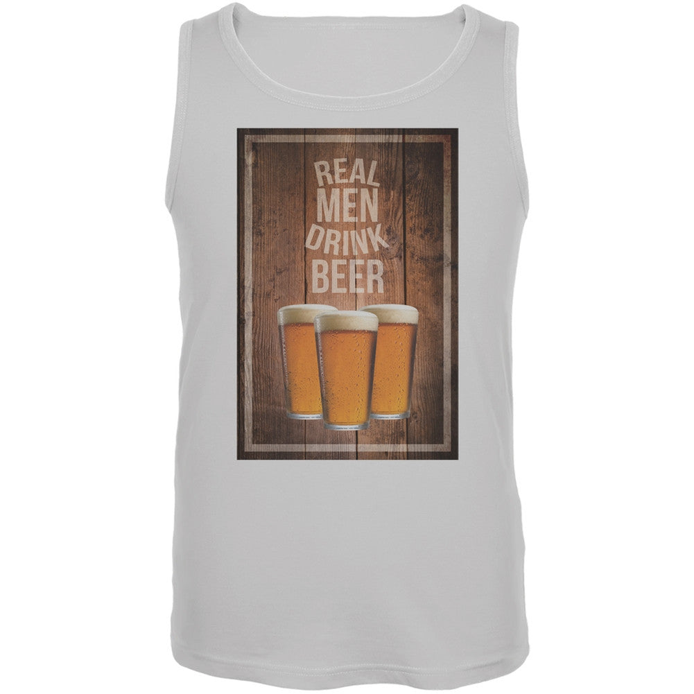 St. Patricks Day - Real Men Drink Beer White Adult Tank Top Men's Tank Tops Old Glory 2XL White 