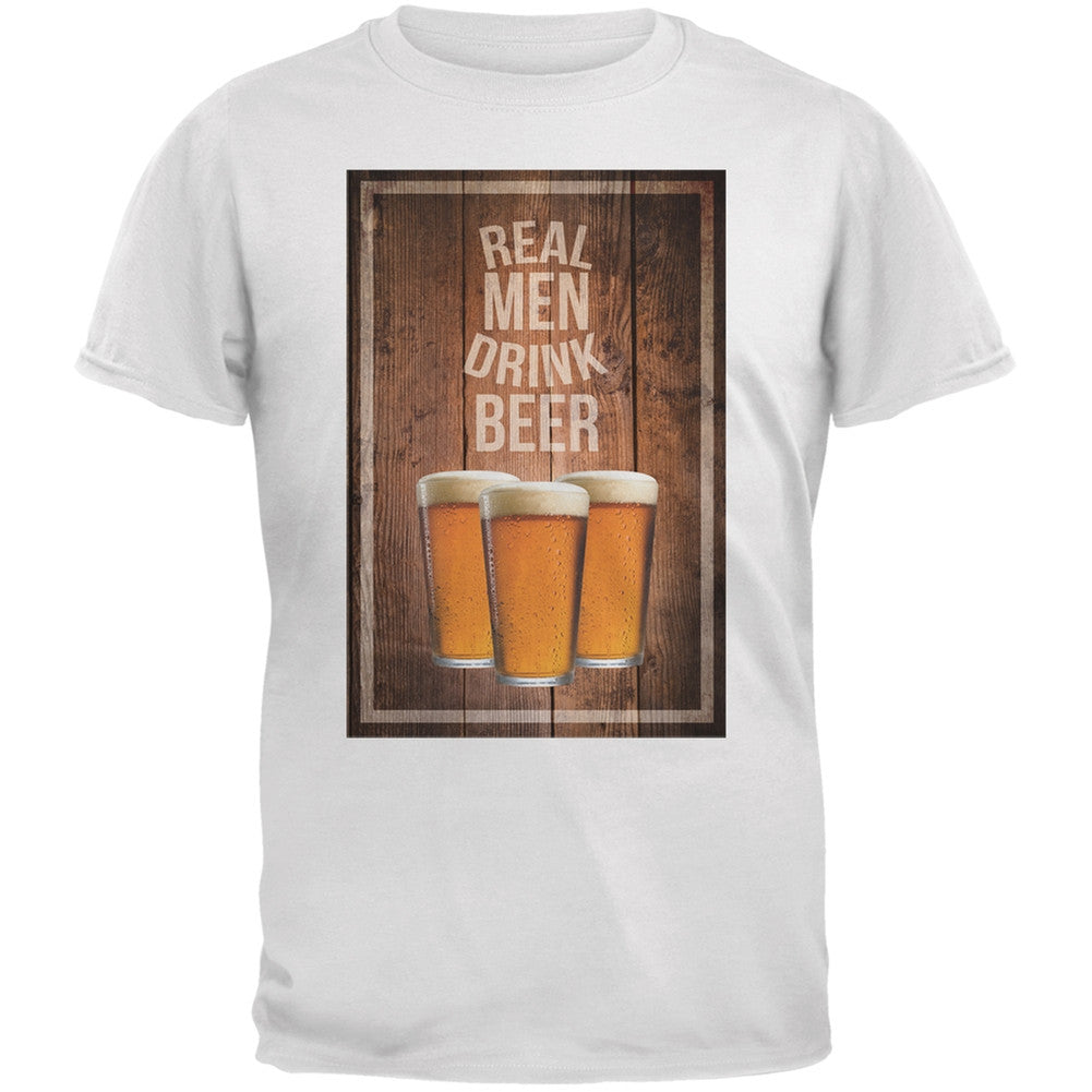 St. Patricks Day - Real Men Drink Beer White Adult T-Shirt Men's T-Shirts Old Glory 2XL White 