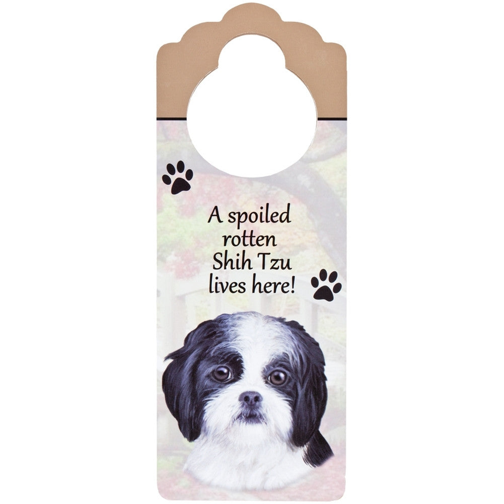 A Spoiled Shih Tzu Lives Here Hanging Doorknob Sign Door Hangers AnimalWorld   