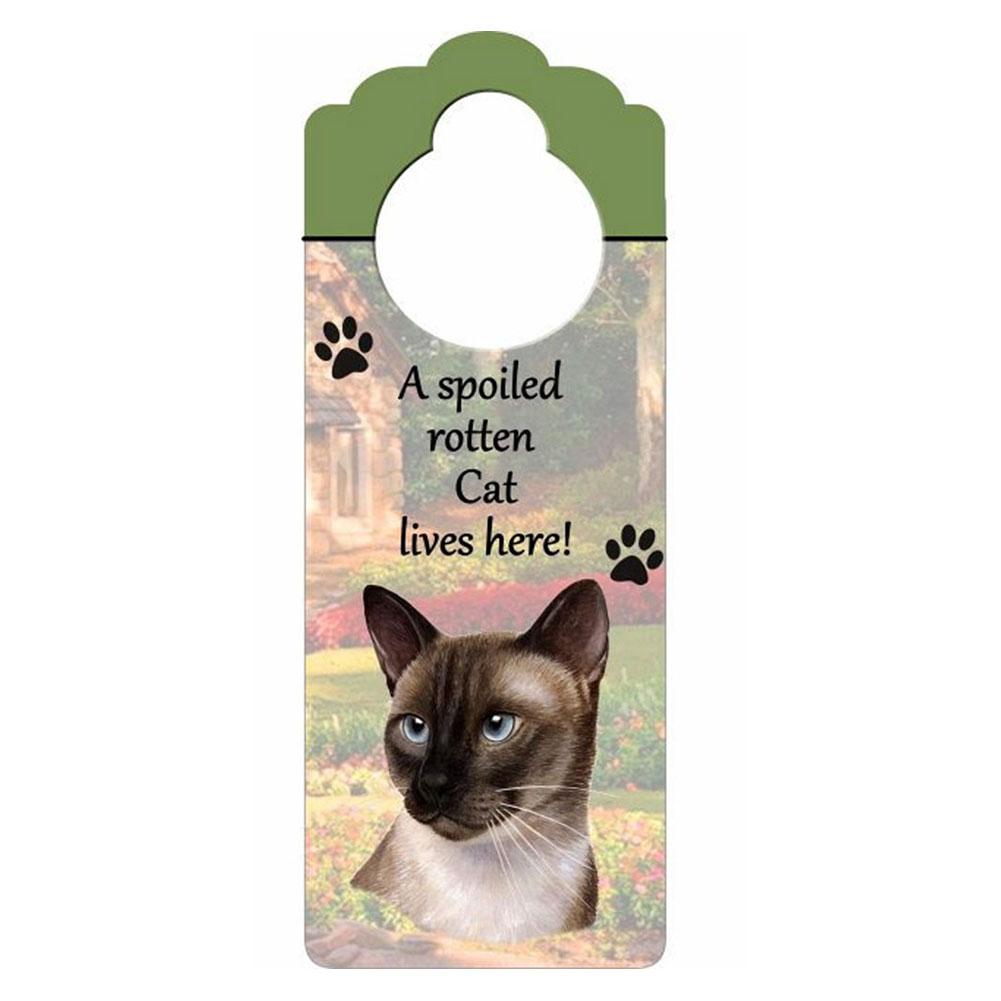 Siamese Cat A Spoiled Lives Here Hanging Doorknob Sign Doorknob Signs Animalworld   