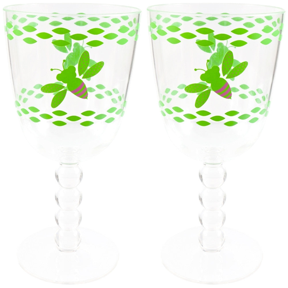 Bee Set Of Two Wine Glasses Wine Glasses Animalworld   