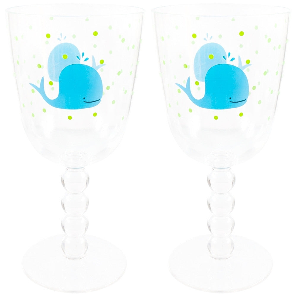 Whale Swimming Set Of Two Acrylic Wine Glasses Wine Glasses Animalworld   