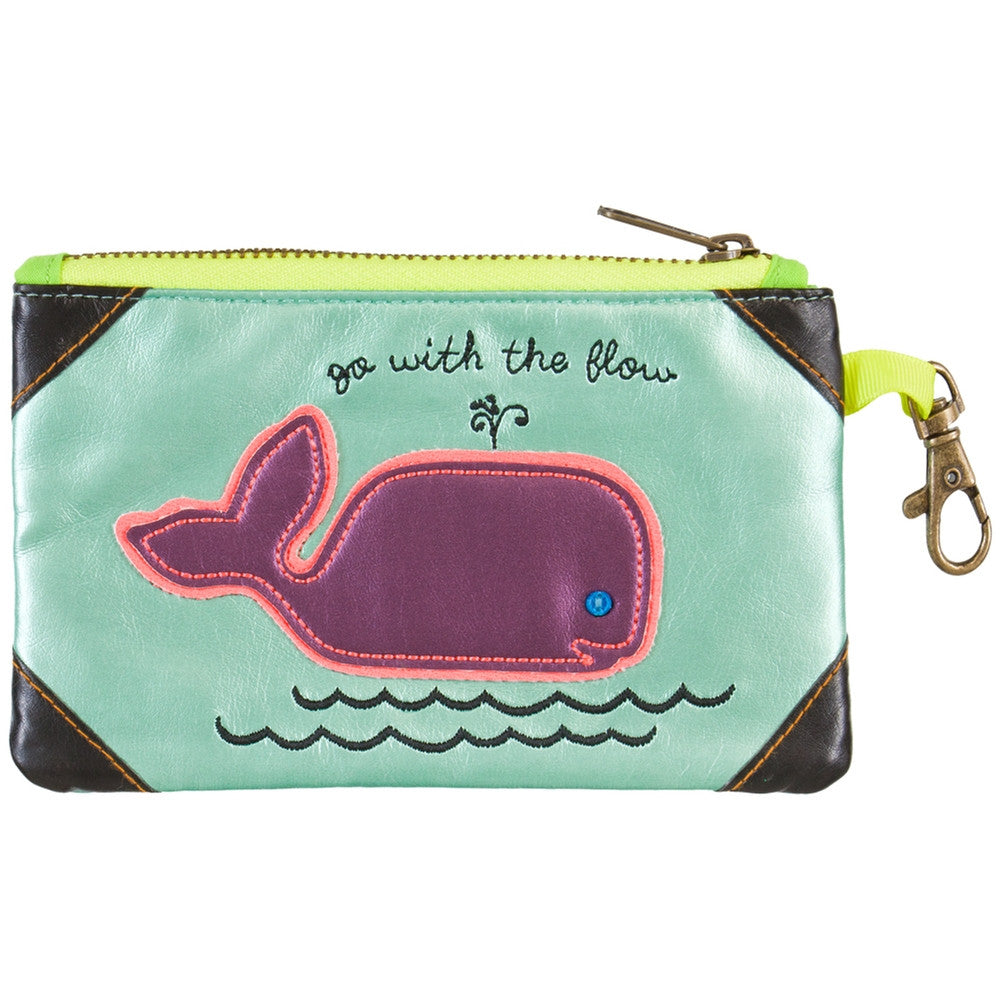 Whale Go With The Flow Vegan Leather ID Pouch Wallets AnimalWorld   