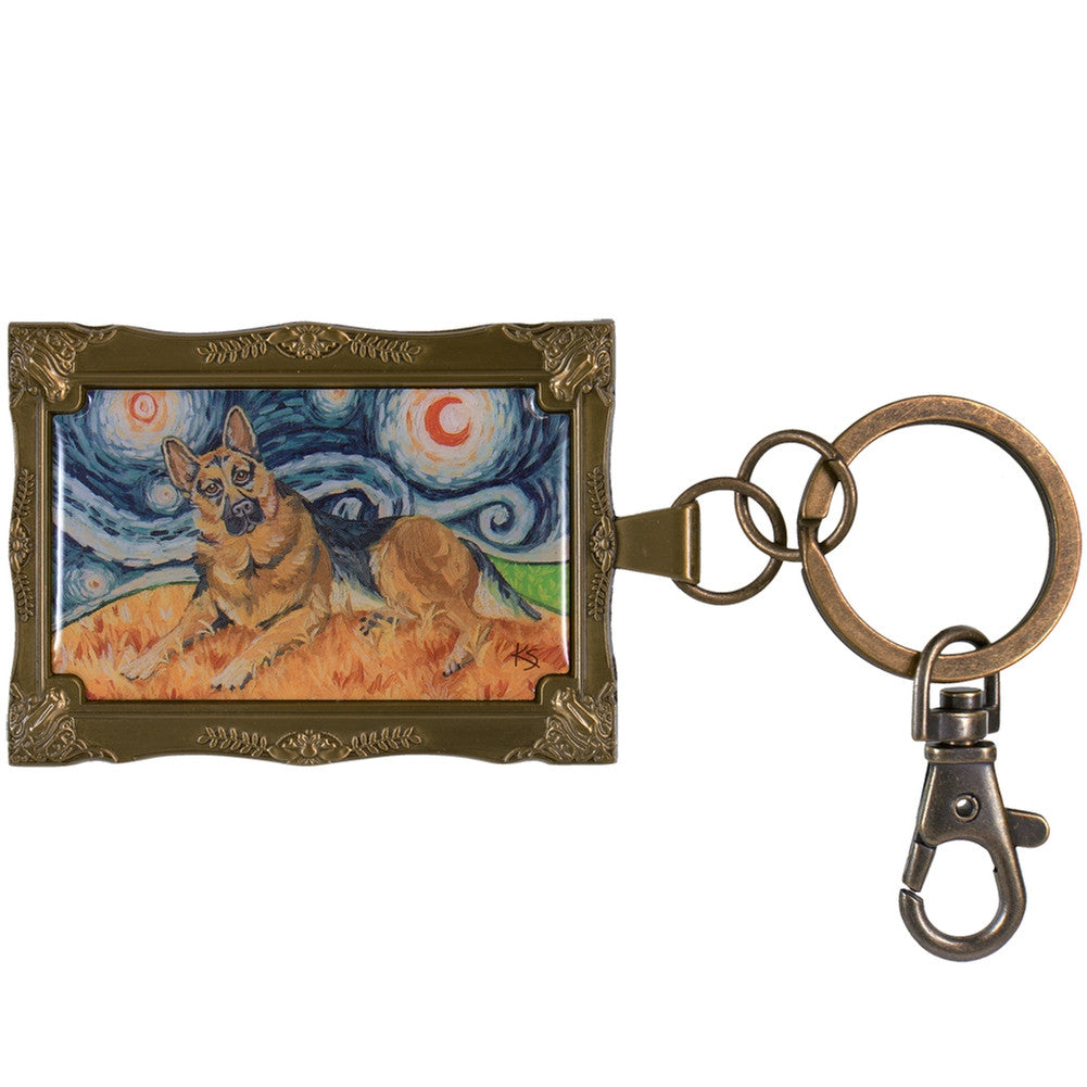 German Shepherd Van Growl Framed Keychain Keychains AnimalWorld   