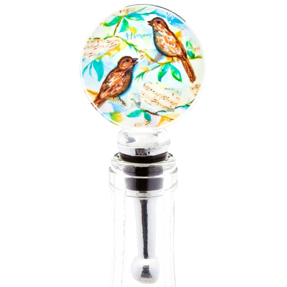 Sparrows Harmony Blown Glass Wine Bottle Stopper Bottle Stoppers AnimalWorld   