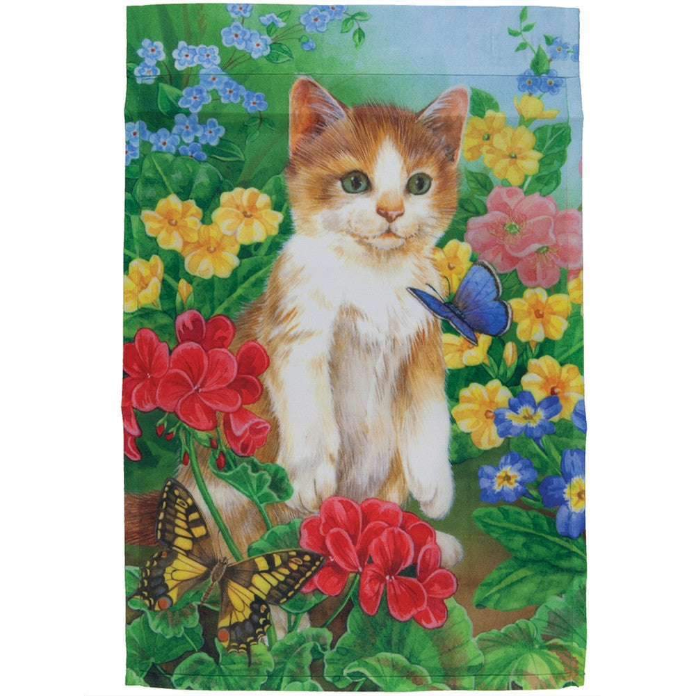 Kitten in Field With Butterflies Mini Flag Flags Animalworld   