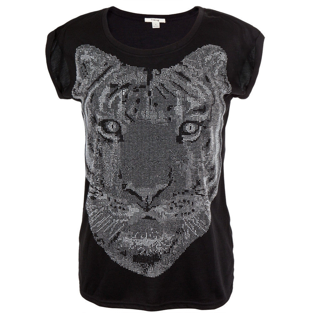 Tiger Face Beaded Women's T-Shirt Women's T-Shirts Animalworld   