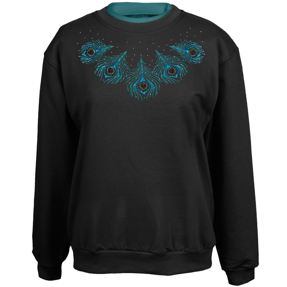 Peacock Fancy Feathers Women's Crew Neck Sweatshirt Sweatshirts Animalworld   