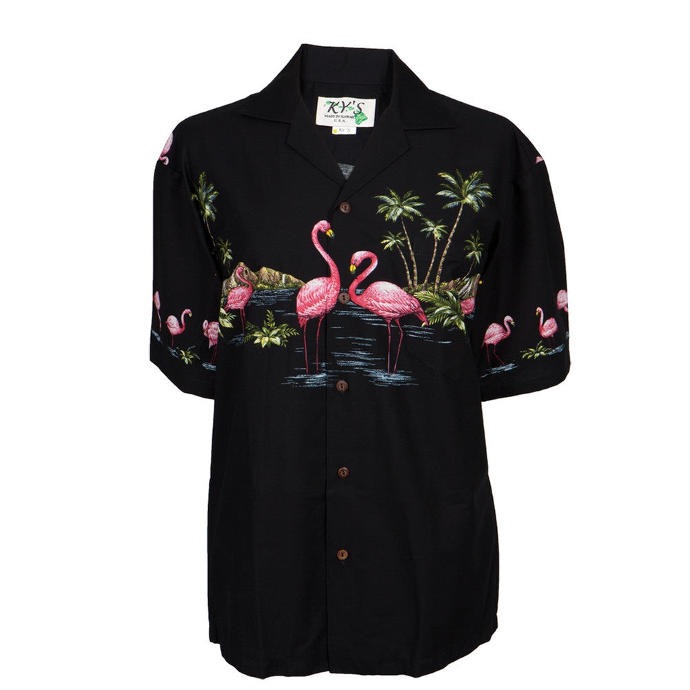 Flamingos in Island Water Hawaiian Shirt Club Shirts Animalworld   