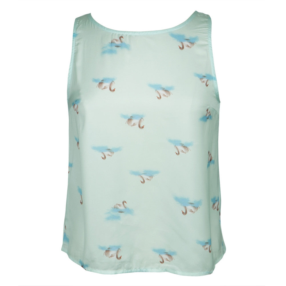 Swan Print Open Back Women's Tank Top Tank Tops Animalworld   