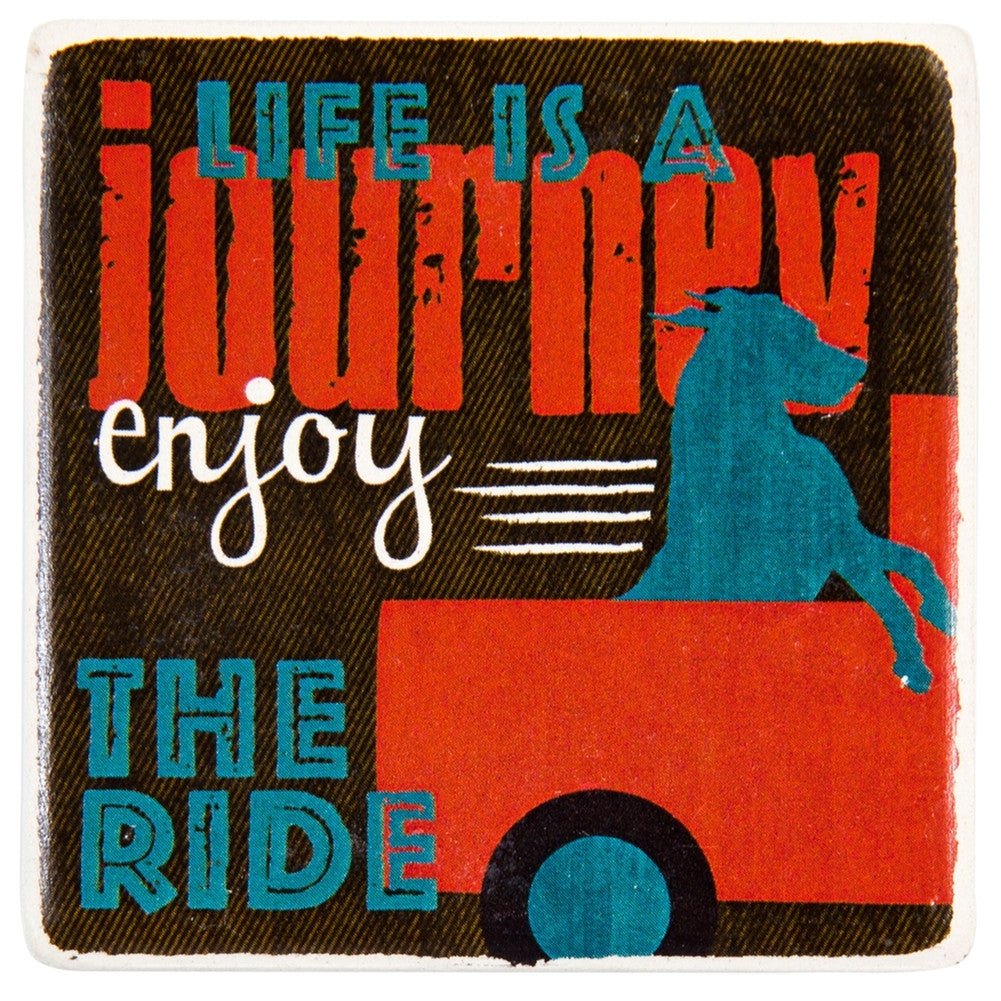 Doberman Life's a Journey Ceramic Refrigerator Magnet Refrigerator Magnets AnimalWorld   