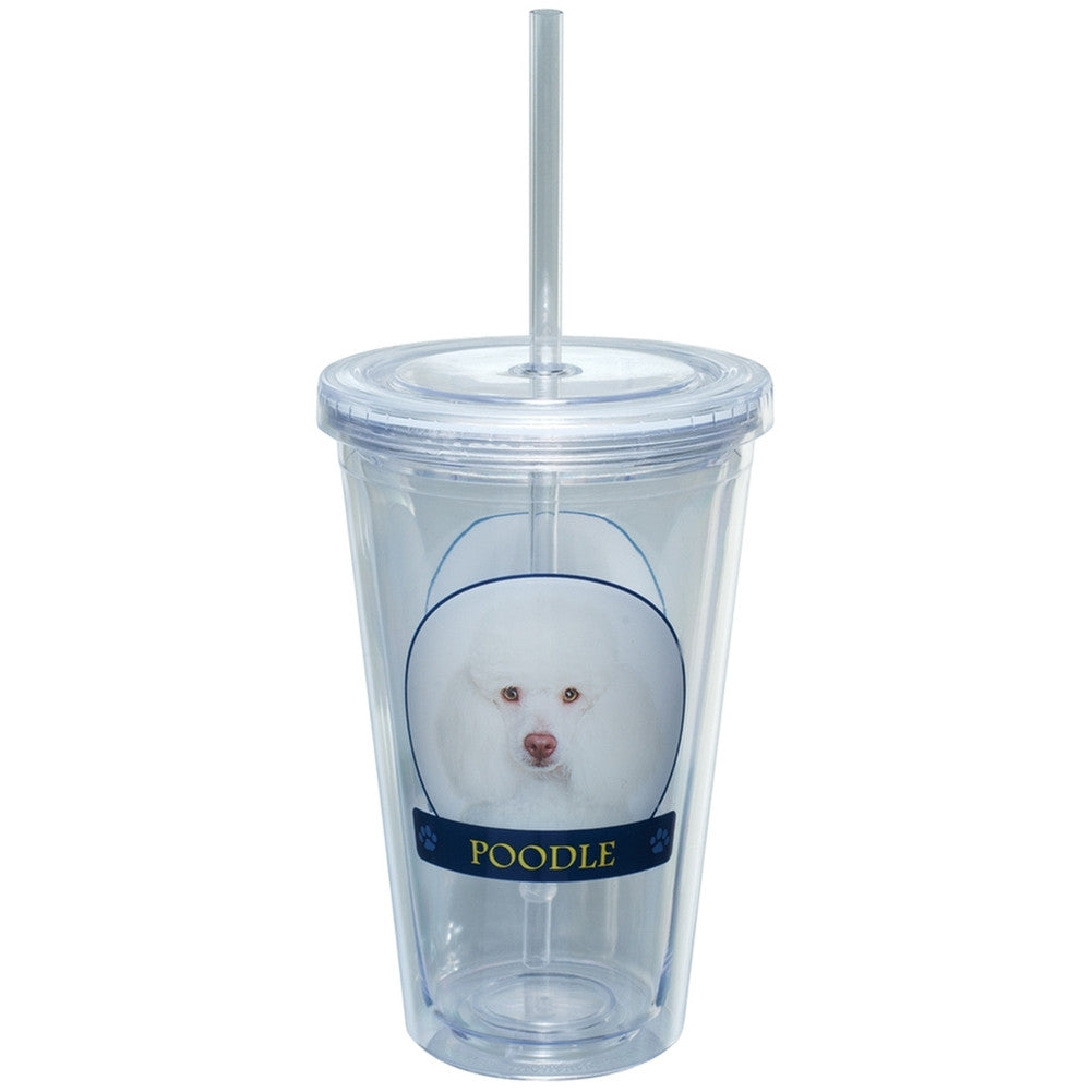 Poodle Profile Plastic Pint Cup With Straw Tumblers Animalworld   