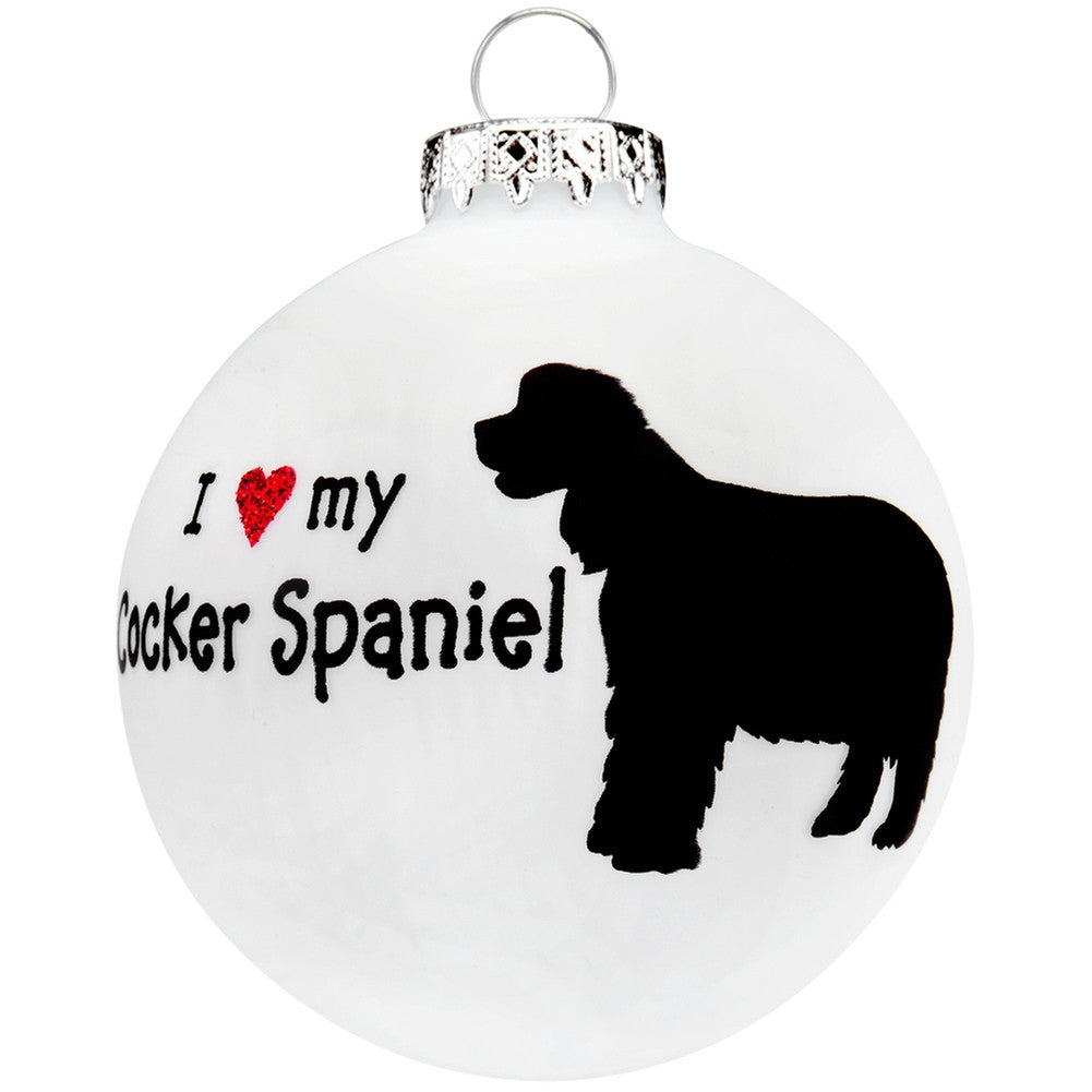 Cocker Spaniel I Heart Round Glass Ornament Christmas Decorations Animalworld   