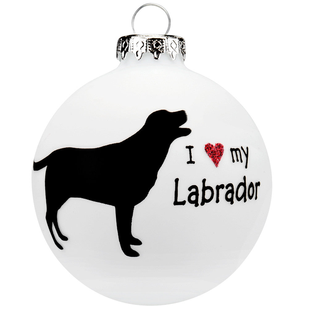 Labrador I Heart Round Glass Ornament Christmas Decorations Animalworld   