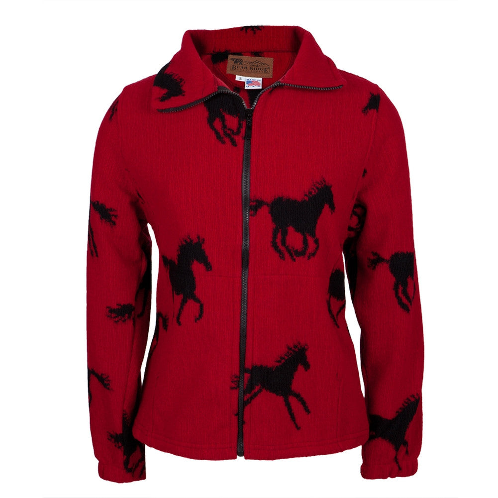 Horses Running All-Over Women's Wool Jacket Jackets Animalworld   