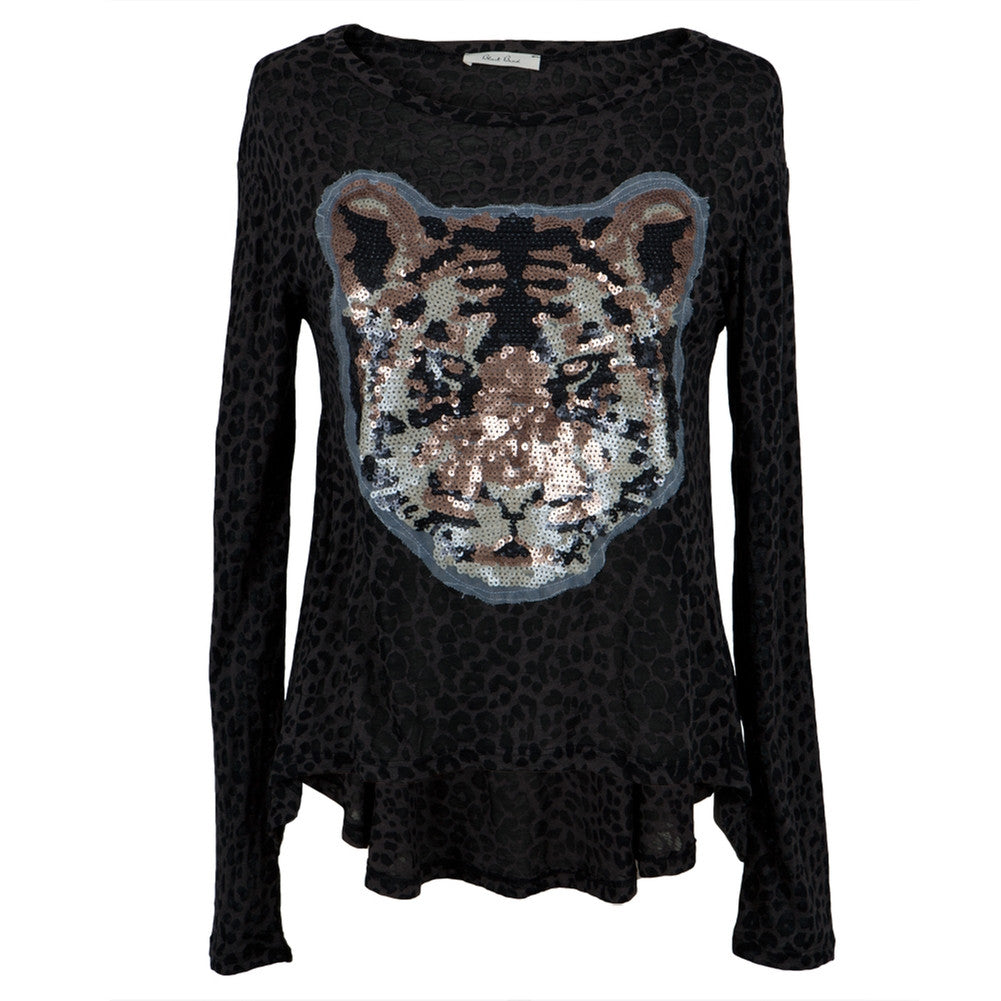 Tiger Sheer Sequins Long Sleeve T-Shirt Men's Long Sleeves Animalworld   