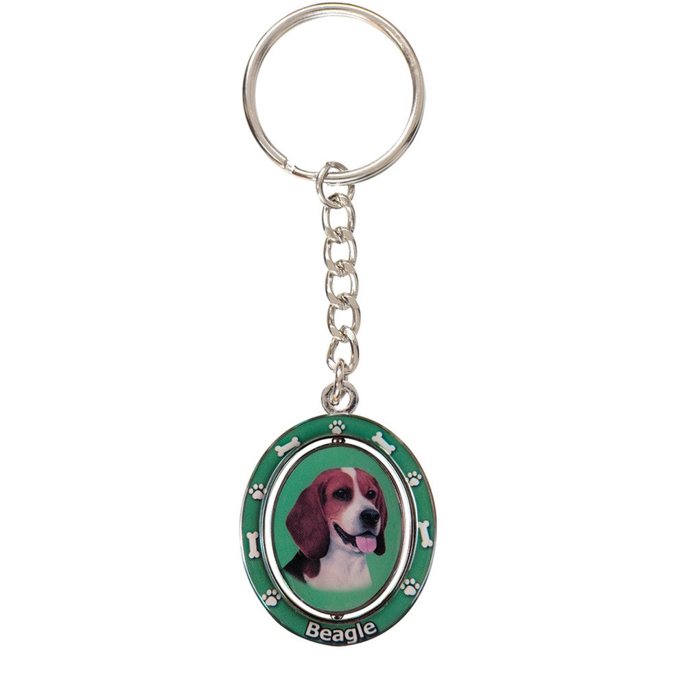 Beagle Portrait Oval Metal Keychain Keychains AnimalWorld OS Green 