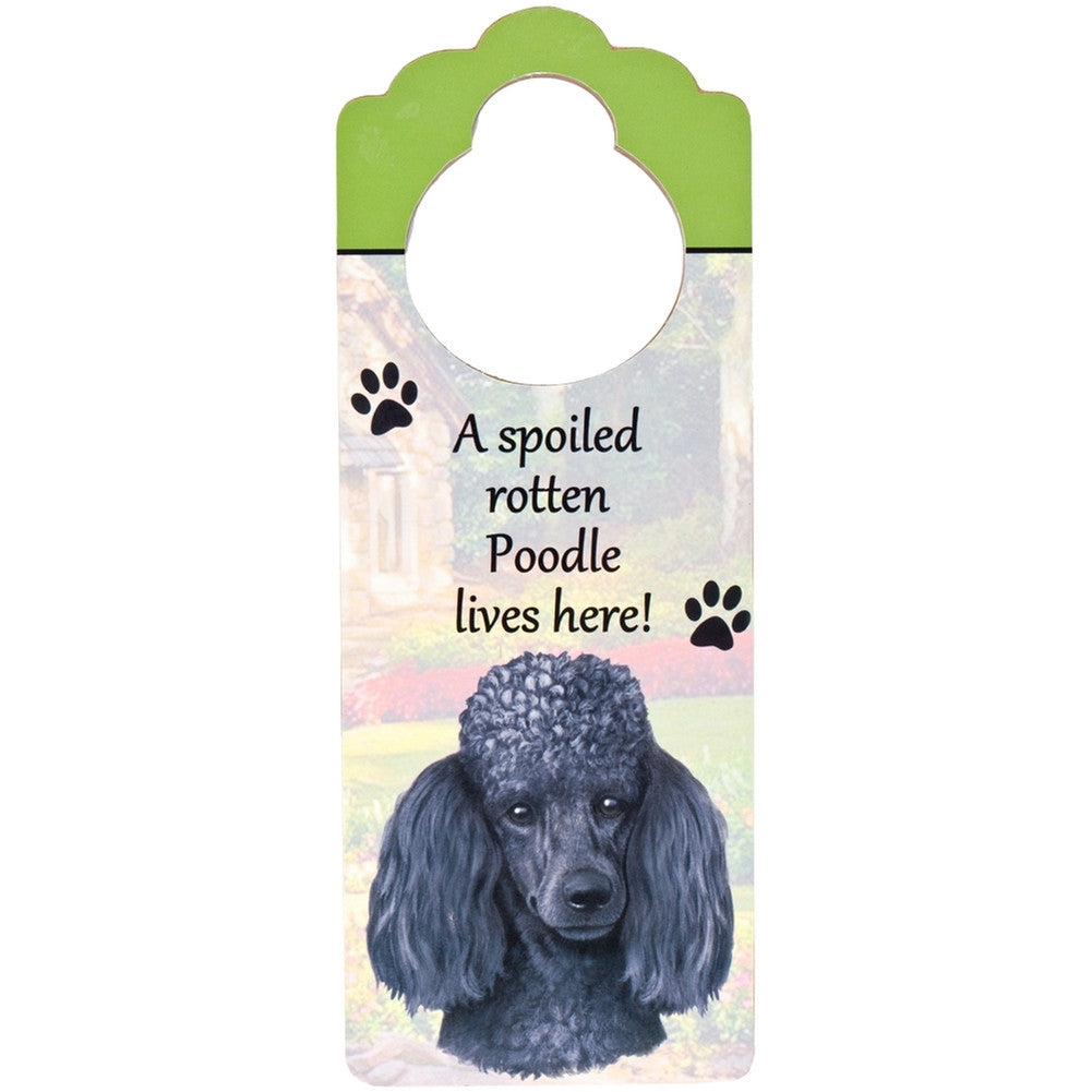 A Spoiled Poodle Lives Here Hanging Doorknob Sign Door Hangers AnimalWorld   