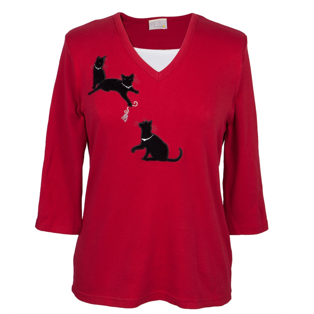 Cat Body Women's 3/4 Sleeve Shirt Women's T-Shirts Animalworld   