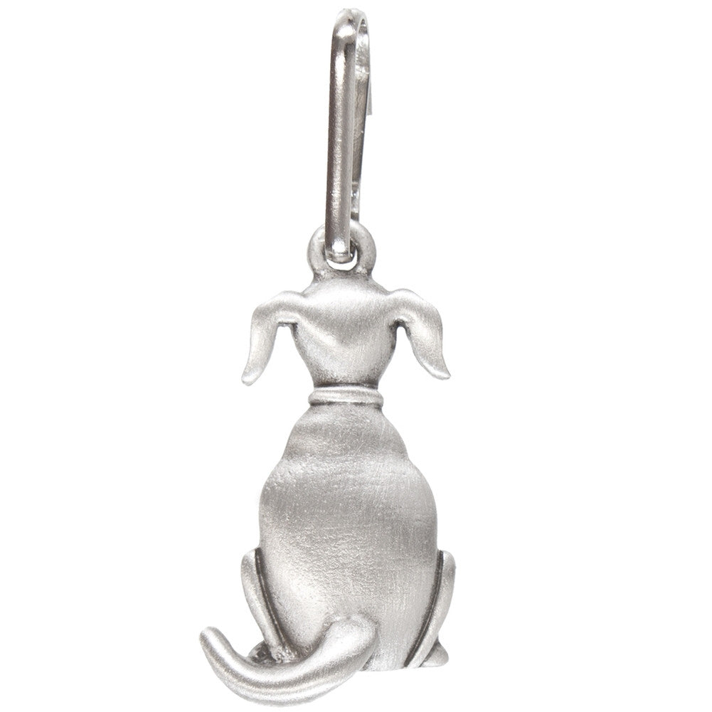 Dog Sitting Back View Pewter Zipper Pull Zipper Pulls Animalworld   