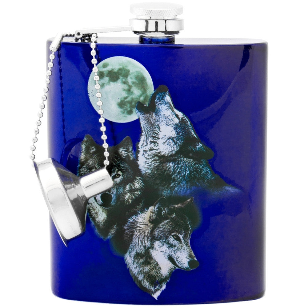 Wolves Howling at the Moon Stainless Steel Flask Flasks Animalworld   