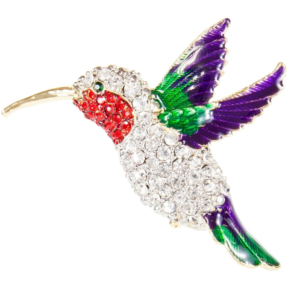 Hummingbird Rhinestone Body Large Brooch Pins Old Glory   