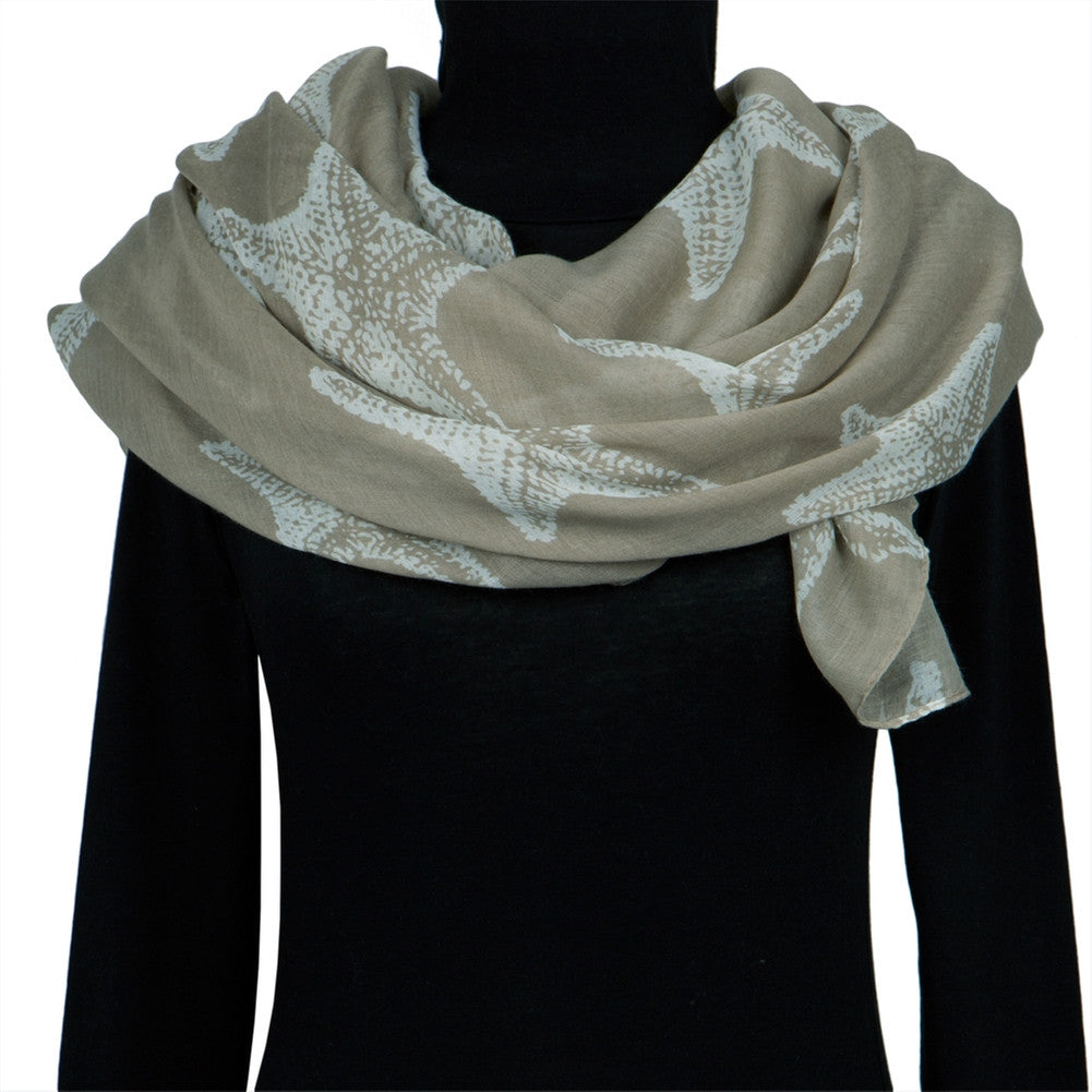 Starfish Large Body All-Over Women's Scarf Tan Scarves & Boas Animalworld   