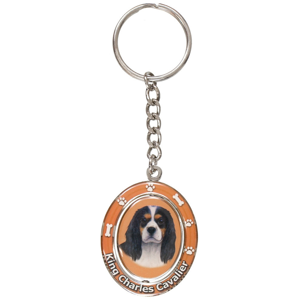 King Charles Cavalier Portrait Oval Metal Keychain Keychains AnimalWorld   