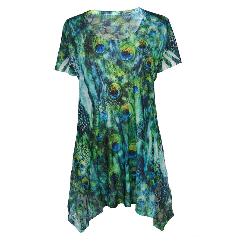 Peacock Feathers All-Over Women's Blouse Blouses Animalworld LG Multi