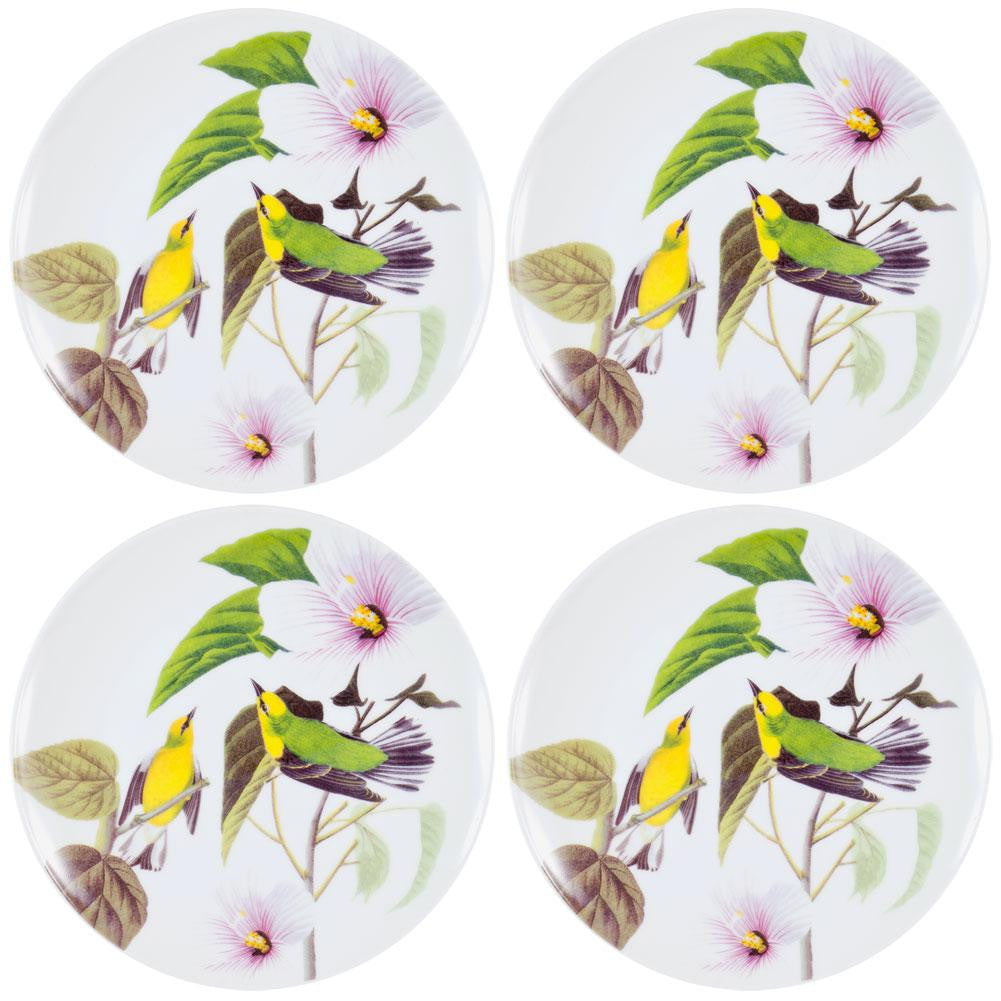 Winged Warbler In the Branches Set of Four Dessert Plates Plates AnimalWorld   