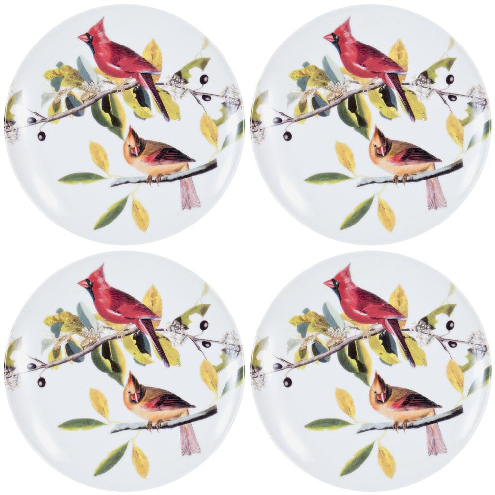 Cardinals In a Tree Set of Four Dessert Plates Dish Sets AnimalWorld   